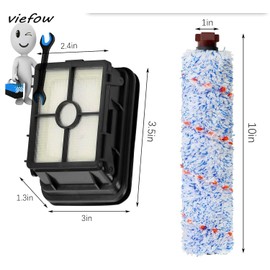 2 Pack Crosswave Brush Roll 1868 and 2 Pack Crosswave Filters 1866 Kit For Bissell Crosswave and Bissell Crosswave Pet Pro 1785A 2306A 1785 Vacuum Cleaner Replacement Parts