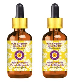 Deve Herbes Pure Bergamot Essential Oil (Citrus bergamia) with Glass Dropper Steam Distilled (Pack of Two) 100ml X 2 (6.76 oz)