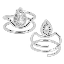 Women Fingernail Rings, Women Finger Nail Cover Rings Index Finger Nail Rings Beautiful Fingernails Rings Finger Tip Nail Cover Rings Nail Art Decoration Ornament Jewelry Gift for Women(3054 Platinum)