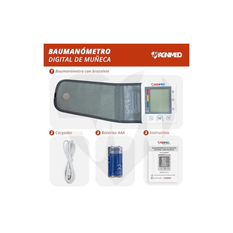 Baumanómetro digital de muñeca - Apagado automático, incluye estuche