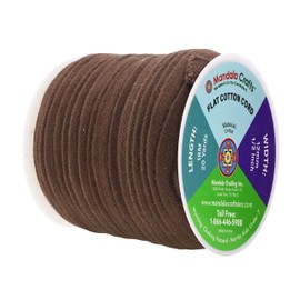 Mandala Crafts Brown Flat Drawstring Cord Drawstring Replacement, 1/2 Inch 12mm 20 YDs Brown Soft Drawstring Cotton Draw Cord Hoodie Sweatpants Drawcord Replacement