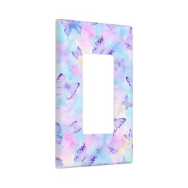 iyfcsl Purple Butterfly Single Rocker 1 Gang Light Switch Cover Wall Plate Standard Size Electrical Decorative Faceplate Switchplate for Bathroom Bedroom Kitchen