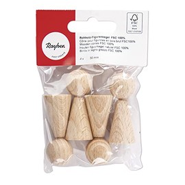 Rayher 6247000 Raw Wood Figure Cones FSC 100% 50 mm Self-Service Bag 4 Pieces
