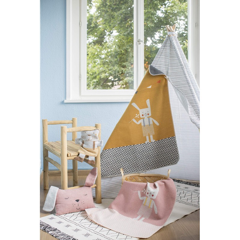 David Fussenegger Neutral Baby Blanket with Rabbit Motif Cotton 70