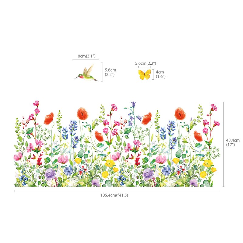 DECOWALL SG-2114 Garden Flowers Wall Sticker Decor Kindergarten Nursery Room