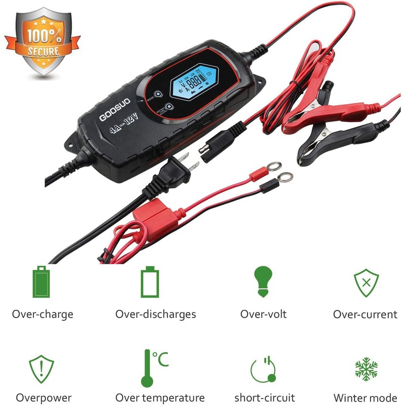 GOOSUO Car Trickle Battery Charger, Battery Maintainer Automatic, 6V 12V