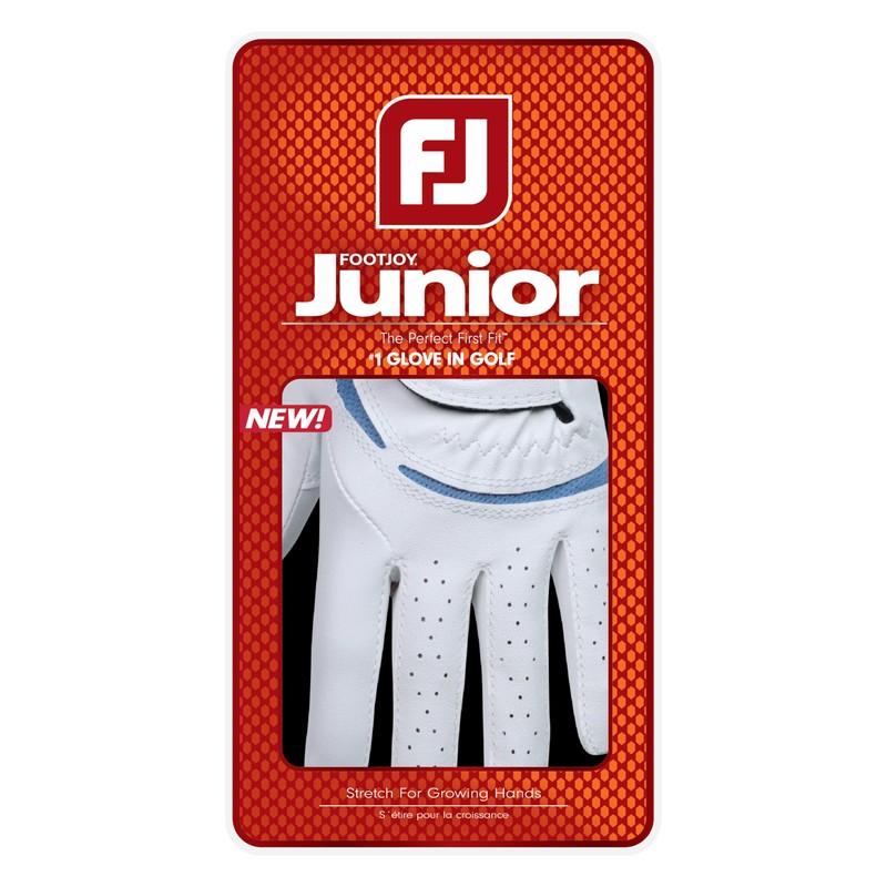 FootJoy Junior Golf Glove Left Hand (for Right-Handed Golfer), White/Cobalt,