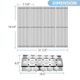 Htanch 19 1/4" Stainless Steel Cooking Grid with 16 1/2" Briquette Tray for Select Turbo Replacement Parts, Heat Plate and Grill Grates Parts for Nexgrill CK4CKWN, CG4CKW Grills,4 Pack