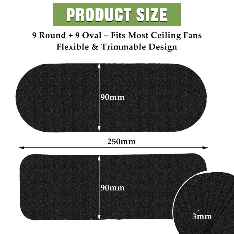 18PCS Ceiling Fan Filters For Blades,Activated Carbon Fan Air Purifier