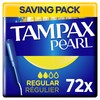 Tampax Pearl Tampons, Regular With Applicator, 72 Tampons (18 x