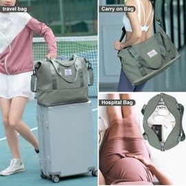 Pakembl Travel Duffle Bag,Shoulder Overnight Weekender Bag for Women,Sport Tole Gym Bag Women,Expandable Duffle Bags Hospital Bag C10