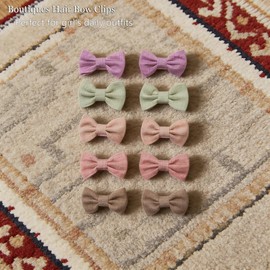 Lovyan Baby Hair Bow Clips, 9 Pairs Boutique Cotton Fully Lined Hair Pins, Non Slip Baby Barrettes Accessories for Little Girls Fine Hair (Solid Color)