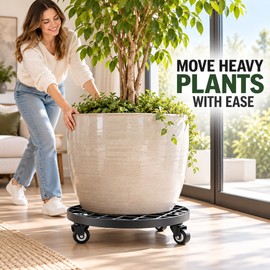 Heavy Duty Rolling Plant Caddy with 440 lb Capacity, 360° PU Casters for Large Planters and Heavy Pots