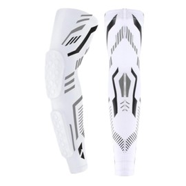 SUOGTS Padded Arm Compression Sleeves, Elbow Forearm Crashproof Pads for Adults Youth Football Basketball Volleyball Soccer (White,Medium)