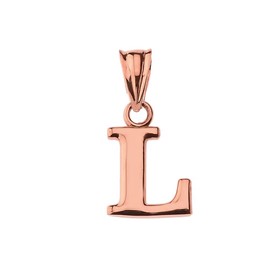 10K Rose Gold Fine Mini Dangling Initial A-Z Charm 1/2" Pendant - Letter L