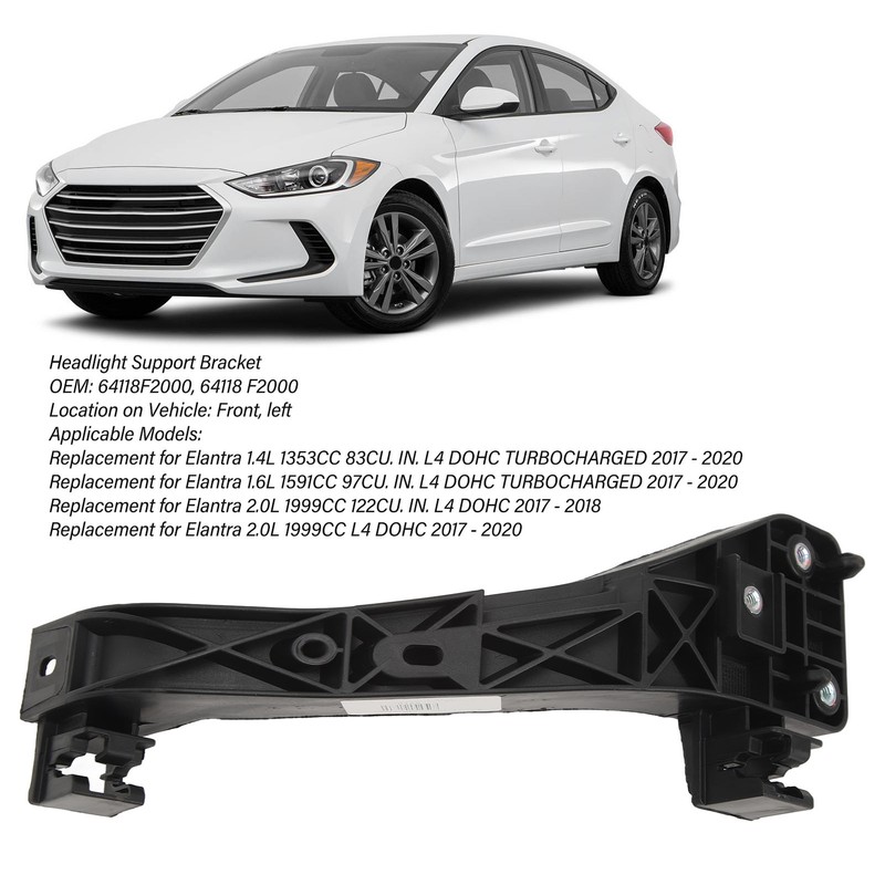 Headlight Support Bracket 64118F2000 Front Left Replacement for Elantra 1.4L