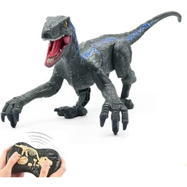 New Multifunctional RC Dinosaur Electric Dinosaur Robot Toy RC Robot Simulation Animal Model Kids Toys (Gray)