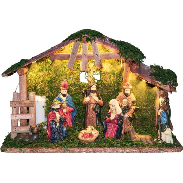 JILPAK Nativity Sets for Christmas Indoor with LED Light The