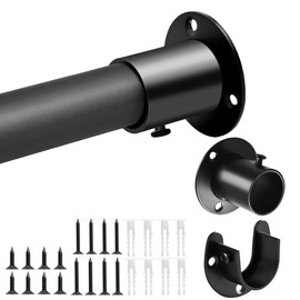 AMAKE Black Closet Rod for Hanging Clothes,Diameter 1.3 Inches Heavy Duty 17-51 Inches (about 43.1 cm) Adjustable Closet Rod for Hanging Clothes,Suitable for Closets,Bathrooms, Windows