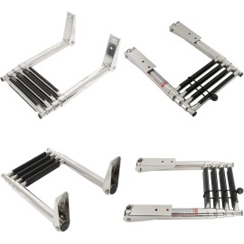 Amarine Made 4 Steps Boat Ladder Stainless Steel Telescoping Ladder Swim Step with Handle