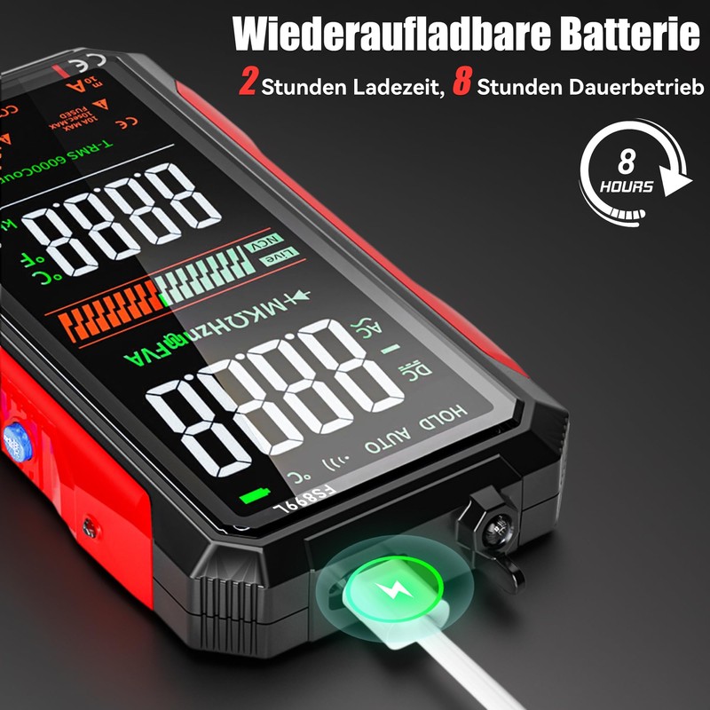 Digital Multimeter, Current Meter Voltmeter with 6000 Counts, Auto Ranging,