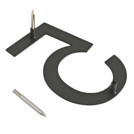 Ywonoby Stainless Steel House Number - RAL 7016 Anthracite Grey - Modern Floating Look and Easy Installation - Height 25.4 cm - Arial Number 5