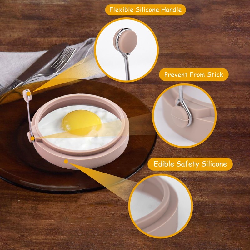 4-Pack Nordic Silicone Egg Rings, Non-Stick Egg Mold - 4