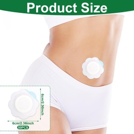 50pcs Castor Oil Pack Wrap for Belly Button, Self-Adhesive Patches High Water Absorption Pad Castor Belly Button Wrap Waterproof Cover Oil-Proof Compress Oil Not Included(White)