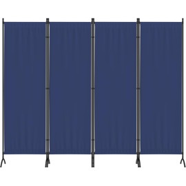 Morngardo Upgraded Room Divider Folding Privacy Screens 4 Panel Partitions 88" Wall Dividers Portable Separating for Home Office Bedroom Dorm Decor (Blue)