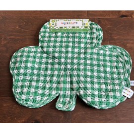 Novogratz St Patricks Day 4 Placemats Green White Clover Shape Quilted Shamrock