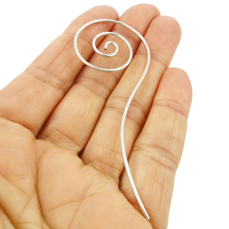 Long Threader Handmade Solid 925 Silver Pull Through Spiral Earrings