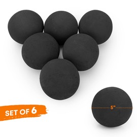 Stanbroil Ceramic Balls - 5” Round Fire Stones for Fire Pit Fire Bowl and Fireplace - Set of 6, Black