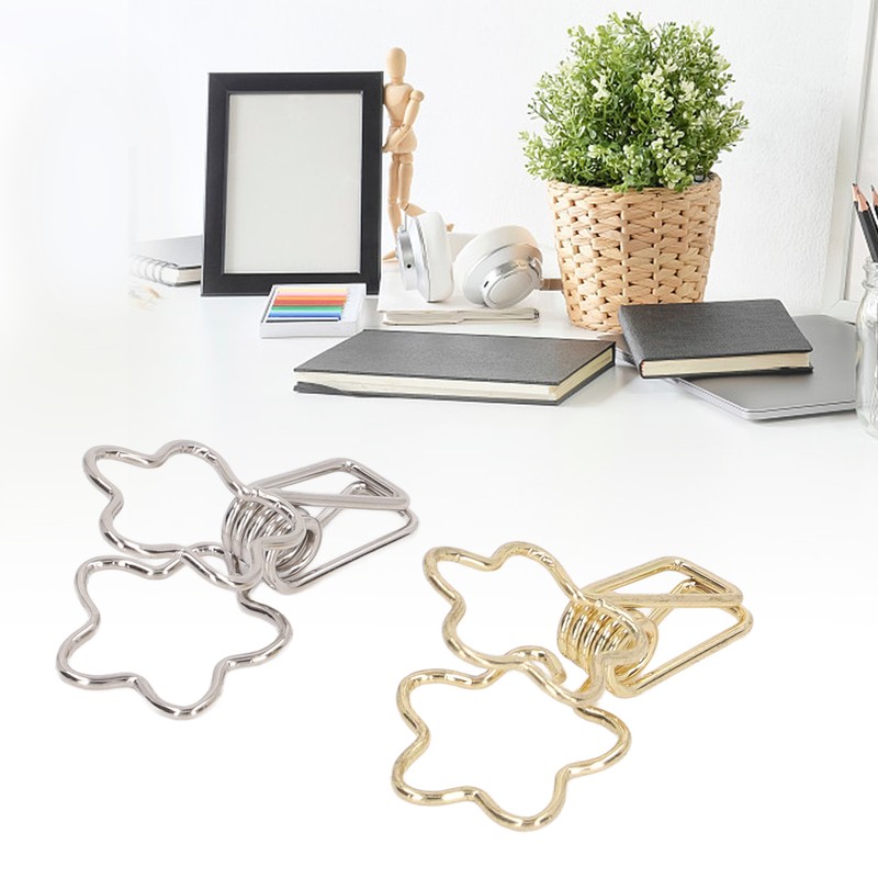 100pcs Binder Clips Gold Silver Flower Shape Metal Hollowed Long