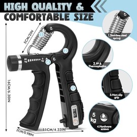 Fortalecedor De Agarre, Kit Entrenamiento 5 En 1 Para Mano y Antebrazo Con Contador - Ideal Fortalecer Articulaciones y Recuperación