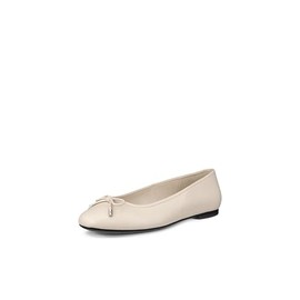 ECCO Women's Margot Bow Ballerina Ballet Flat, Limestone, 9-9.5