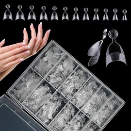 120 PCS Short Almond Nail Tips, 12 Sizes Clear False Nails, Durable Press-On Nails for DIY Manicure, Easy-to-Use Acrylic Nail Tips for Nail Art, Perfect for Salon or Home Use