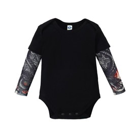 Magic Park 3-24M Infant Baby Boys Girls Tattoo Sleeve Romper Bodysuit Toddler Boy Tattoo Shirts Jumpsuit (Black, 6-9 Months)