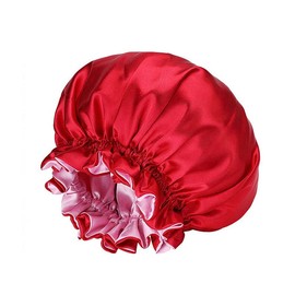 Women's Sleep Cap Elastic Satin Bonnet Wide Band Curly Hair Pure Sleeping Hat - Elastic Wide Band, Comfortable for Curly Hair, Dual-Color, Breathable Night Hat for Hair Care