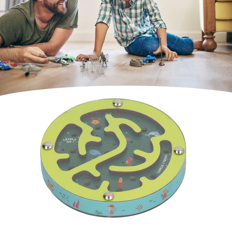 Balance Maze Game Double Sided Educational Round Portable Wooden Ball