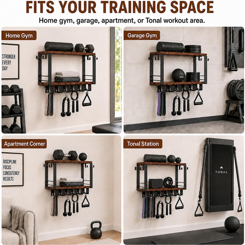 Tonal Accessories Gym Storage Rack with Yoga Mat Holder and