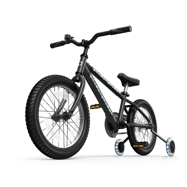 Jetson Light Rider Light-Up Bike, Light-Up Frame and Wheels, Includes Training Wheels, Four Different Light Modes, Easily Adjustable Handlebar and Seat Height, 16" Rubber Tires, Black, JLUN16-BLK