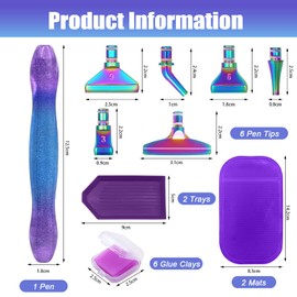 17 Pcs Diamond Painting Pens Kits, SPOKKI Diamond Painting 5D Accessories, Diamond Art Pens for DIY Crafts Painting Cross-Stitch Nail Art (Purple)