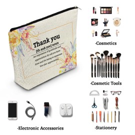 YULUENZE Inspirational Appreciation Gifts Thank You Noun Definition Makeup Bag Positive Quote Toiletry Pouch with Zipper Birthday Christmas Gift Cosmetic Bag for Women Friends Coworkers BFF
