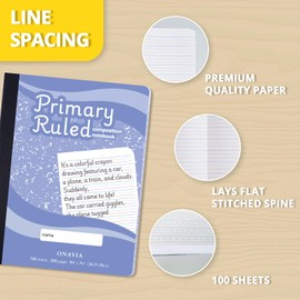 ONAVIA Primary Composition Notebook K-2, 200 Pages, 4 Pack, Cornflower