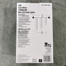 Home Accents Holiday 200 Twinkling Cool White Mini LED Icicle Light Set 17.5 Ft