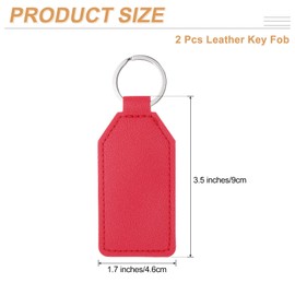 uxcell 2pcs Leather Key Fob, PU Car Keychain Blanks Key Rings Key Holder for DIY Laser Engraving Birthday Father's Day Gifts, Dark Red