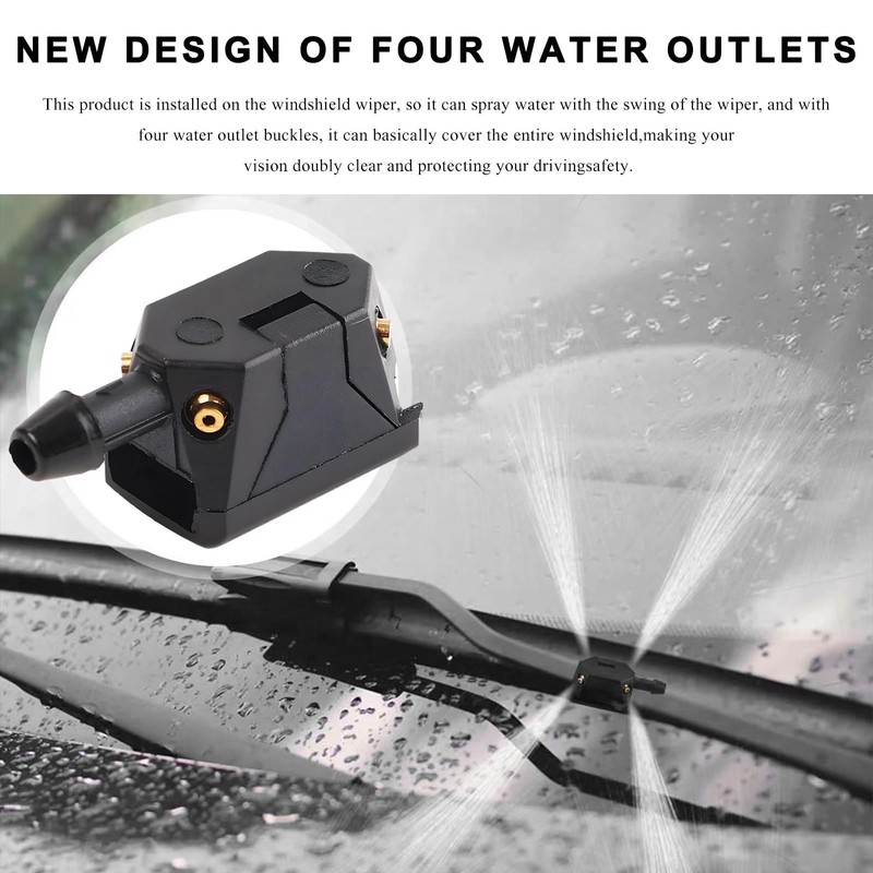 NYTKL 2 PCS Front Windshield Washer Nozzles, 4 Holes Arm