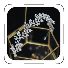 Jorsnovs Fashion Bridal Headpieces for Wedding Bride Hair Accessories Cubic Zirconia Headbands for Women CZ Birthday Gifts