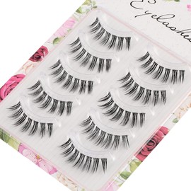 Natural False Eyelashes Manga Lashes Wispy Mink Lashes Cat Eye Lashes 3D Strip Short Volume Fake Eyelashes 5 Pairs (AS-7)