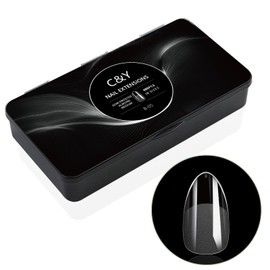 Cycullinyt 480pcs Medium Almond Soft Gel Nail Tips, Professional False Nail Tips with Box - 16 Sizes Half Matte Full Cover Clear Acrylic Press On Fake Nails for Extension Manicure Salon DIY at Home